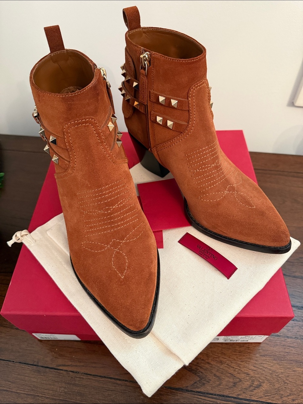 Valentino Suede Western Style Bootie